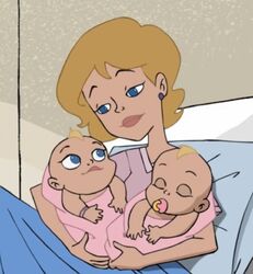 Baby Rose with her mom and twin