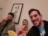 With Tomasz Kasperek and Kirkburn eating mango.