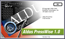 Aldus PressWise 1.0a trial loading screen