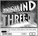 MacroMind Three-D 3DWorks about screen