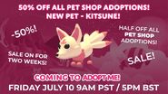 Adopt Me!'s announcement regarding the release of the Kitsune.