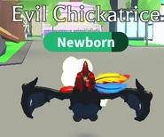 An Evil Chickatrice holding the Jegi Throw Toy.