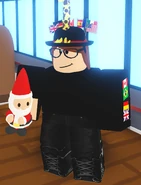 A player holding the Santa Ornament.