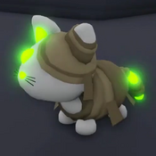 Neon Halloween White Mummy Cat (Rare)