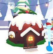 The exterior of the Christmas Pudding House after completing 30 pet needs.