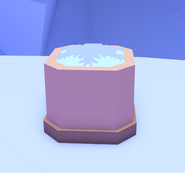 The Snowflake Throwing Disc on display in the Snowy Igloo Shop.