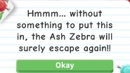 The second pop-up when a player interacts with the Ash Zebra Bait.