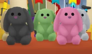 Floppy Bunny Plushies on display in the Toy Shop.
