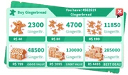 Exchange rate of Robux to Gingerbread.