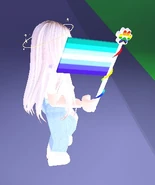 A player holding the Gay Man Flag 2023.