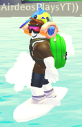A player riding the Surfboard.
