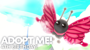 Una mariposa uplift de 2021 en la imagen promocional del 4° aniversario de Adopt Me!.