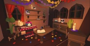 The interior of the Día de Los Muertos wagon.