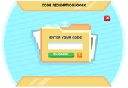 The Code Redemption Kiosk interface.