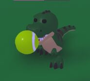 A T-Rex using the Tennis Ball.