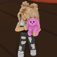 A player using the Floppy Bunny Plushie.