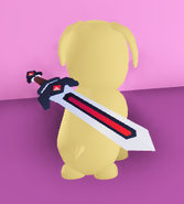 The Adventurer's Sword on a Dog.