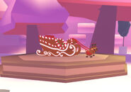The Gingerbread Sleigh on display in the Candy Castle.