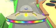 A player riding the RGB UFO