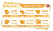 Exchange rate of Robux to Candy.