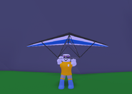 A stationary player holding a Glider