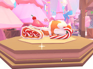 The Candy Snowmobile on display in the Candy Castle.