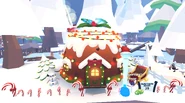 The exterior of the Christmas Pudding House after completing 435 pet needs.