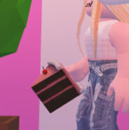 A player holding the Cake