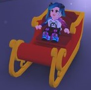 A player riding the Santa's Sleigh.