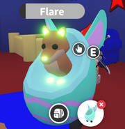 A Neon Dingo in the Bunny Stroller.