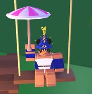 A player holding the Fancy Umbrella