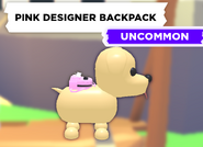 The Pink Designer Backpack on a Dog.