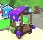 A player riding the Witch's Caravan
