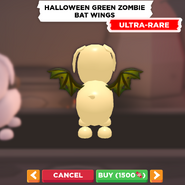 The Halloween Green Zombie Bat Wings on a Dog.