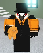 A player holding the Floppy Bunny Plushie.