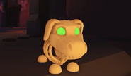 A teaser image for the Halloween White Skeleton Dog in the Halloween Event (2021) from Adopt Me!’s Twitter.