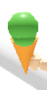 Green Ice Cream in a Cone.