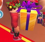 A player holding the Golden Gift.