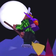 A player flying on the Flying Broomstick.