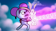 Pibby using a rabbit to fend off the Glitch.