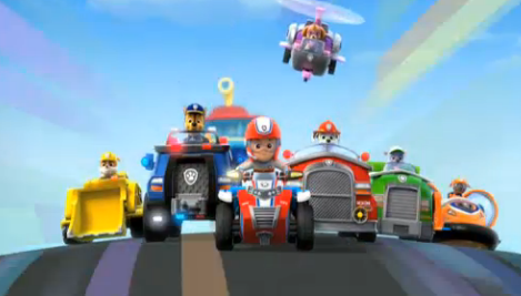 paw patrol bus with 2 pups and vehicle