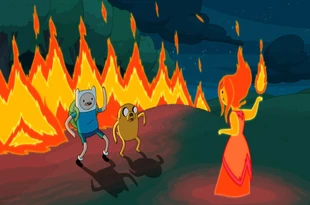 03ADVENTURE-blog480.jpg (48 KB) Flammen Prinzessin greift Finn und Jake an