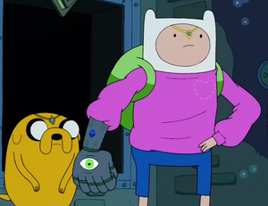 S2e24 finn wearing pink sweater