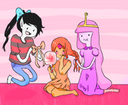 PB, Marceline, and Flame Princess hanging out