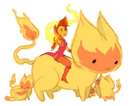 Flame Prince Mounted on a Large Flambit.jpg (275 KB) Art of Flame Prince mounted on a large Flambit, with other Flambits surrounding the large Flamit.