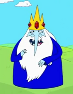 Ice King wearing his tunic and looking giddy