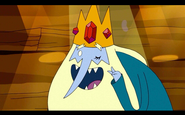 Ice King winks back at a flirtatious wink from a girl bear.