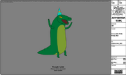 Modelsheet crocodile withpartyhat