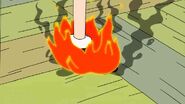 Finn's foot on fire