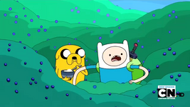 S2e13 Finn and Jake in bushes
